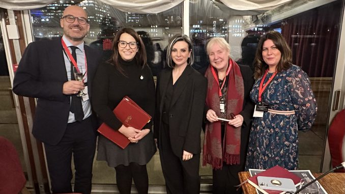 L-R George Richards, CBRE, Wales Office Minister Fay Jones, Lucy Cohen, Mazuma, Cllr Mary Ann Brocklesby, Monmouthshire County Council, Kellie Beirne, CCR