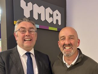 Swansea Building Society's Richard Miles (left) is welcomed to the YMCA Cardiff Board by Andrew Templeton (right) Group Chief Executive at YMCA Cardiff Group.