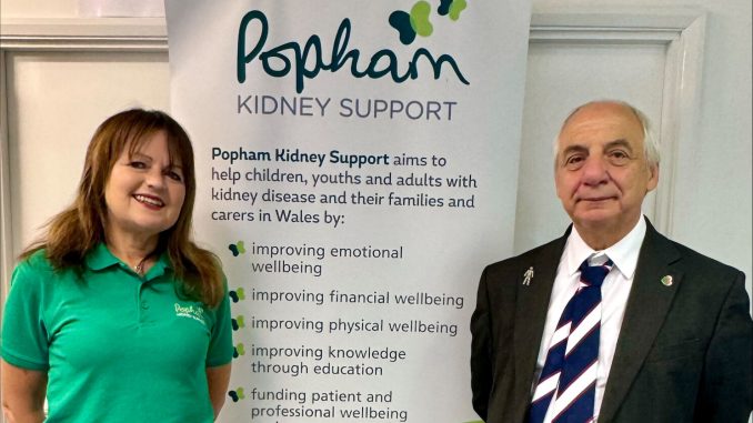 Joanne Popham, CEO of Popham Kidney Support with Mike Hedges MS