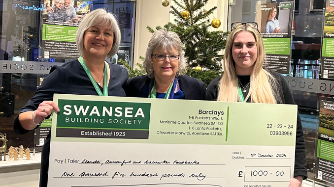 Swansea Building Society donates £3,000 to support local foodbanks.