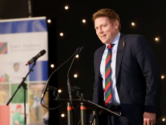 Andrew Gibson, chairman of Lord’s Taverners Wales speaking at their 2024 Christmas lunches.