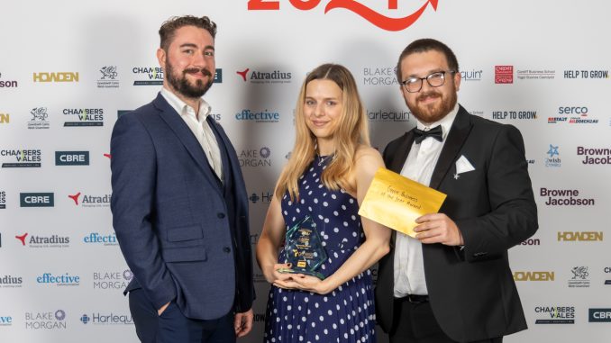 Genesis Biosciences posing with their award at the 2024 Wales Business Awards.