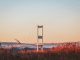 A photo at the Severn Bridge at sunset.