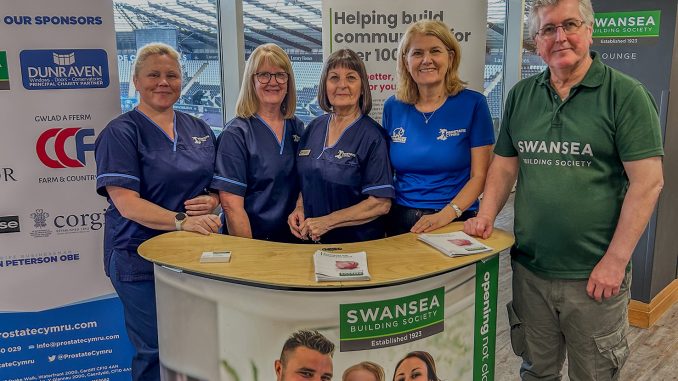 Martin Lewis with Prostate Nurses at subsidised PSA blood testing day in Swansea.