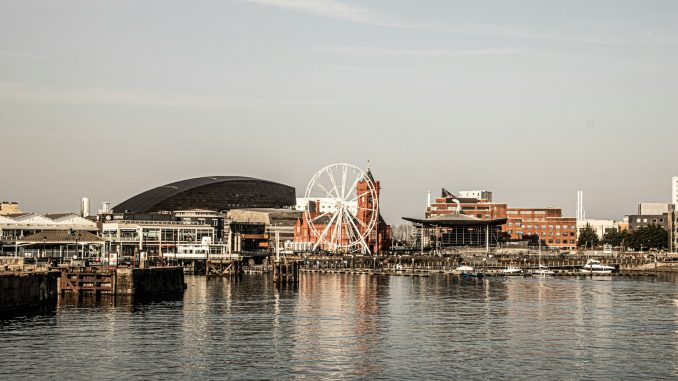 a large ferris wheel sitting in the middle of a body of water